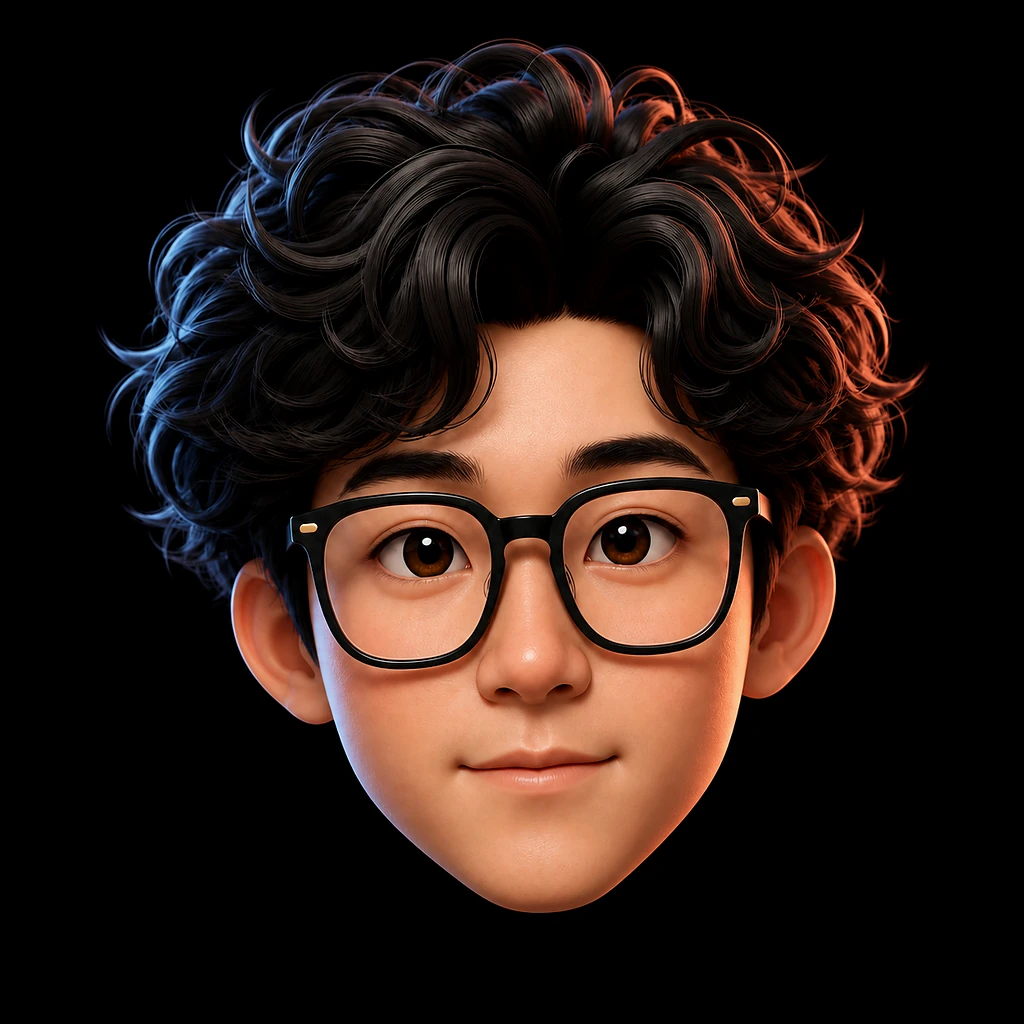以卷发和黑框眼镜为特征的 WPIRONMAN 卡通 3D 头像